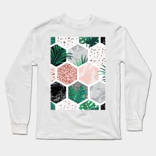 Combine Nature and Marble Pattern Long Sleeve T-Shirt